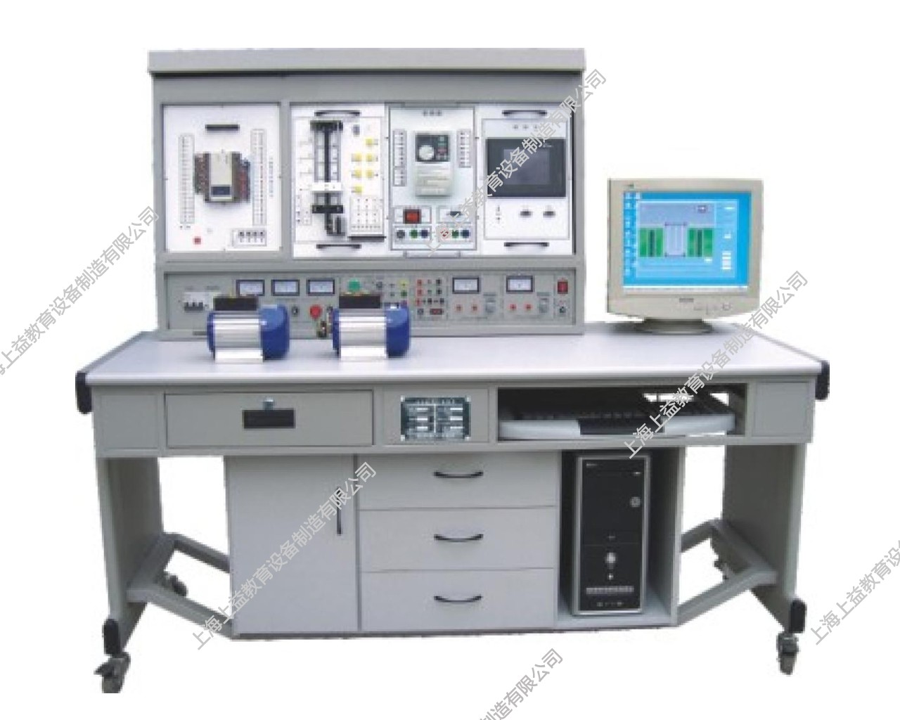 SYPLC-104C網(wǎng)絡(luò)型PLC可編程控制器/變頻調(diào)速/電氣控制及微機(jī)接口綜合實(shí)驗(yàn)裝置（PLC、變頻器、觸摸屏、電氣控制、微機(jī)接口）